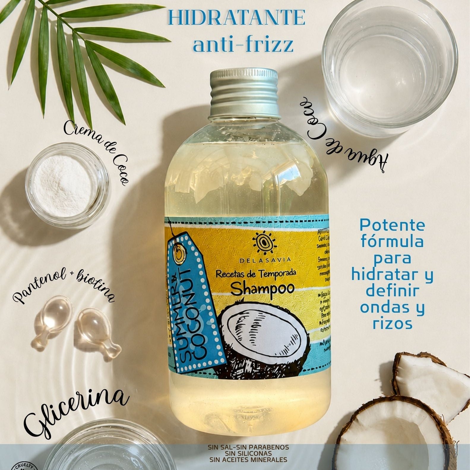 Shampoo Summer&Coconut cabellos crespos o frizz
