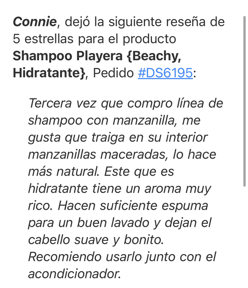 Shampoo Playera       {Beachy, Hidratante}