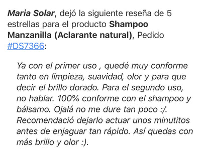Shampoo Manzanilla   (Aclarante natural)