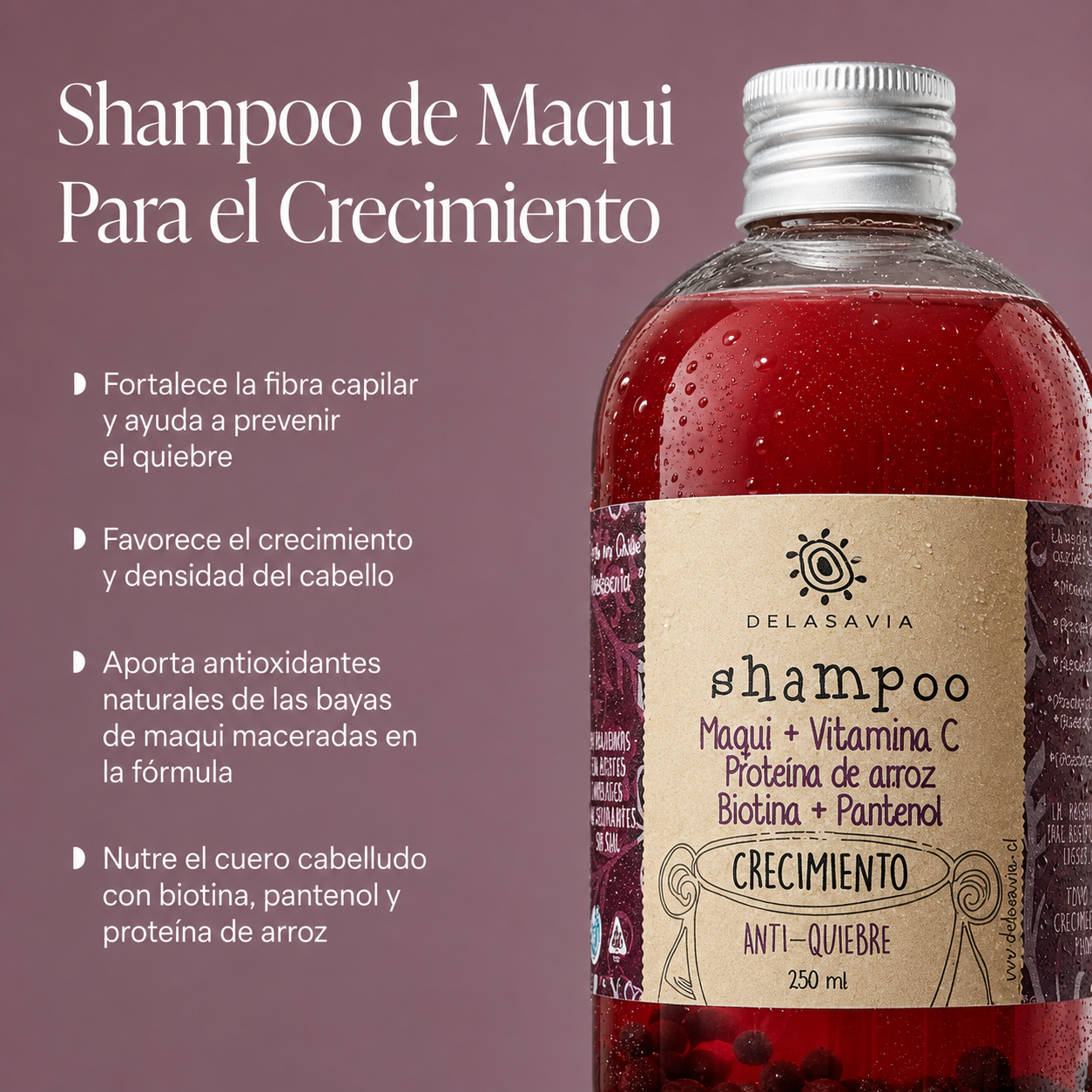 Shampoo Crecimiento Anti-quiebre Maqui + Vitamina C + Biotina + Panthenol