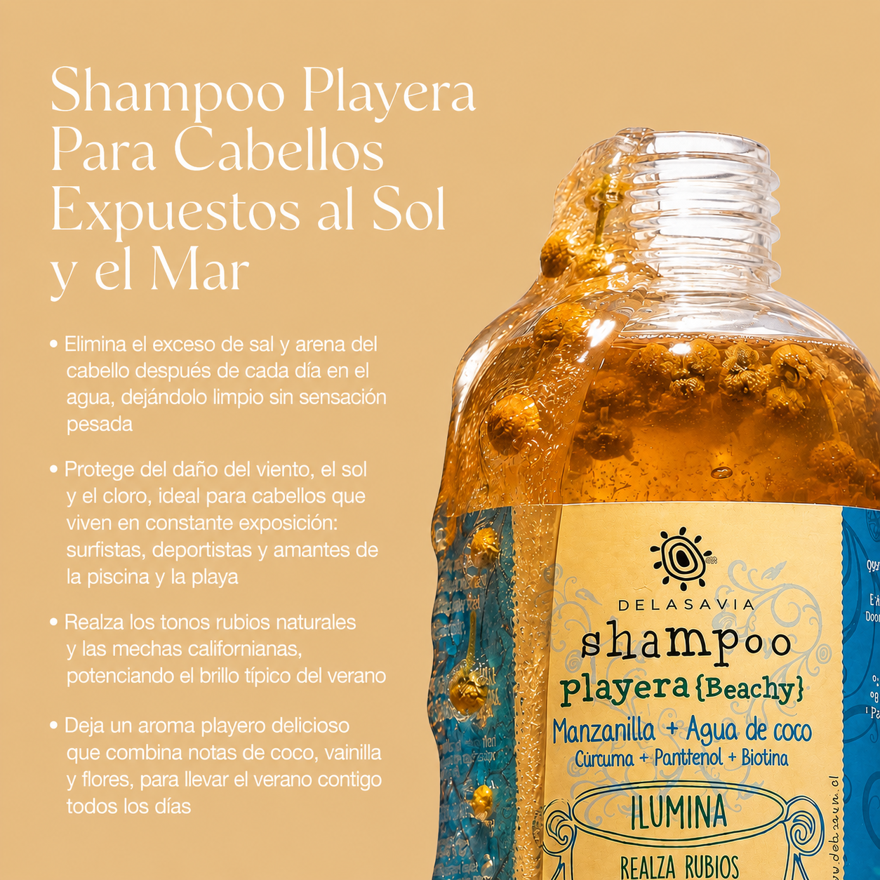 Shampoo Iluminador Rubios Playeras: Manzanilla y Aloe