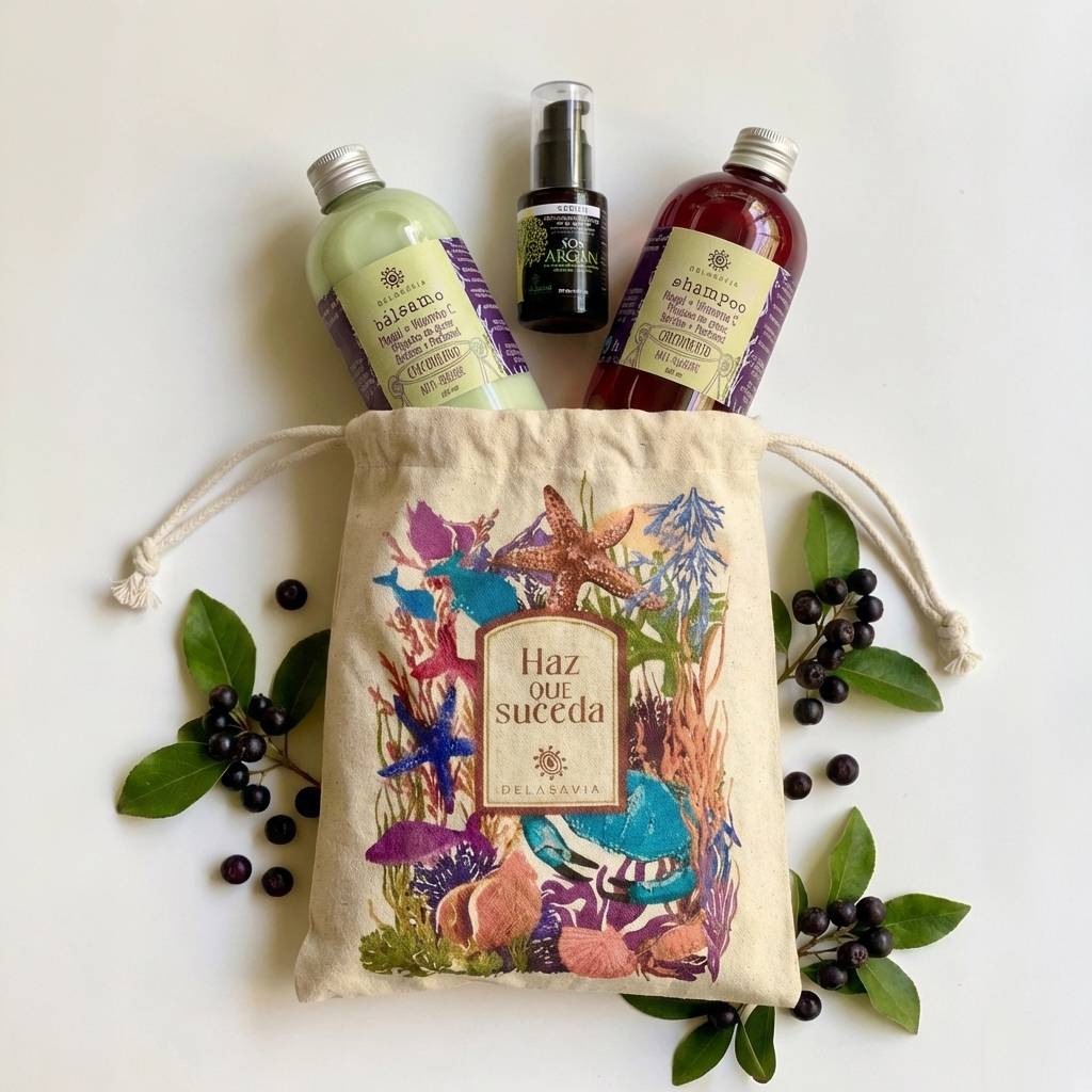 PACK CRECIMIENTO Y VITAMINA C: Shampoo+ bálsamo maqui + serum argán + bolsa GRATIS